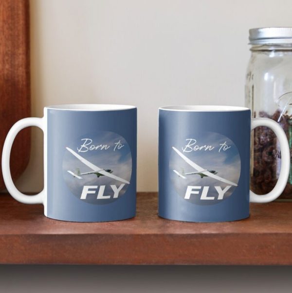 Born to Fly Sailplanes Coffee Mug, blue.
