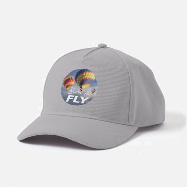 Born to Fly Ballooning Baseball Cap Navy. Close view.