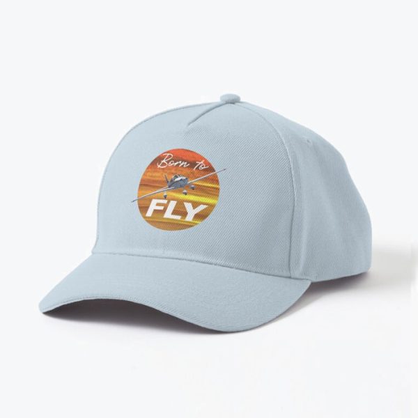 Born to Fly Cap, baseball style, blue, close View.