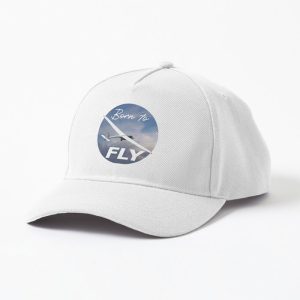 Born to Fly Sailplanes Cap White. Baseball style. Close view.