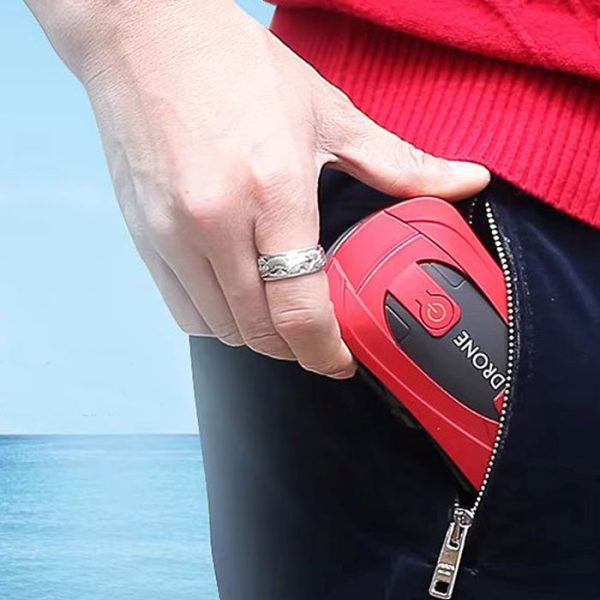JD-18TX Foldable Quad Drone - red folded in pocket