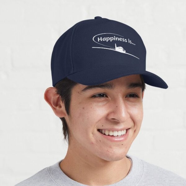 Happiness is Flying Polo Style Cap. White print.