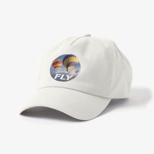 Born to Fly Ballooning Cap, White. Polo Style. Close View.