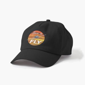 Born to Fly Cap Polo-style, Black, buckle adjustment.