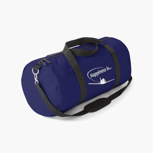 Happiness is Flying Duffle Bag White Print