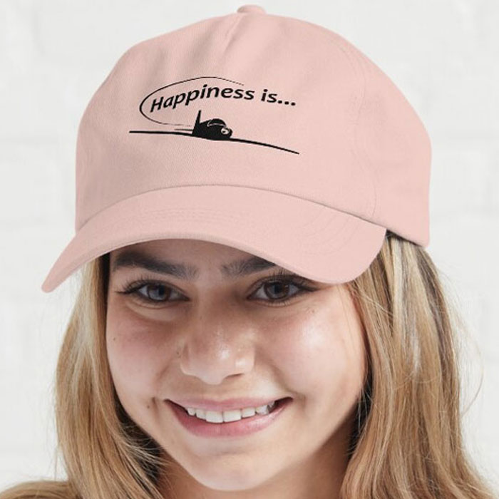 Happiness is Flying Cap Polo style Black Print