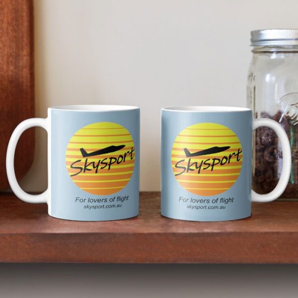 Skysport - lovers of flight Coffee Mug, black text.