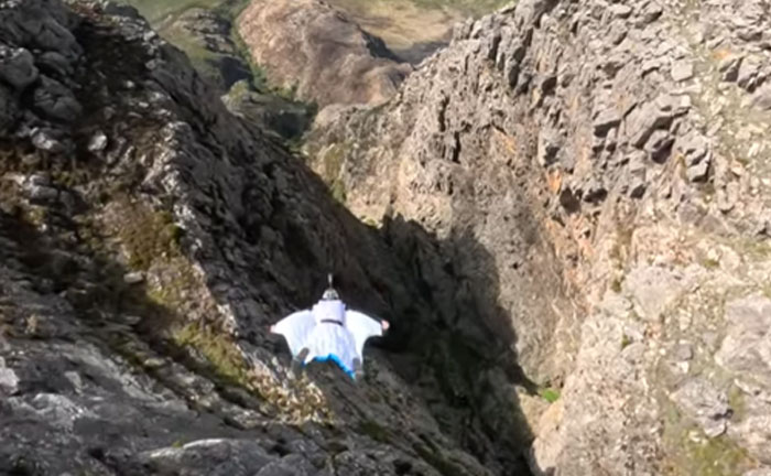 Wingsuit Base Flying Up Close